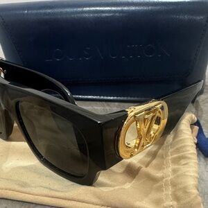 Louis Vuitton Black Sunglasses with Gold Accent